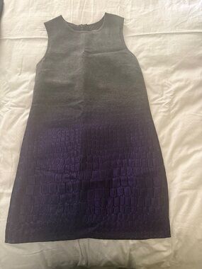 Patrizia Pepe Black to Deep Purple Ombre Textured Shift Dress